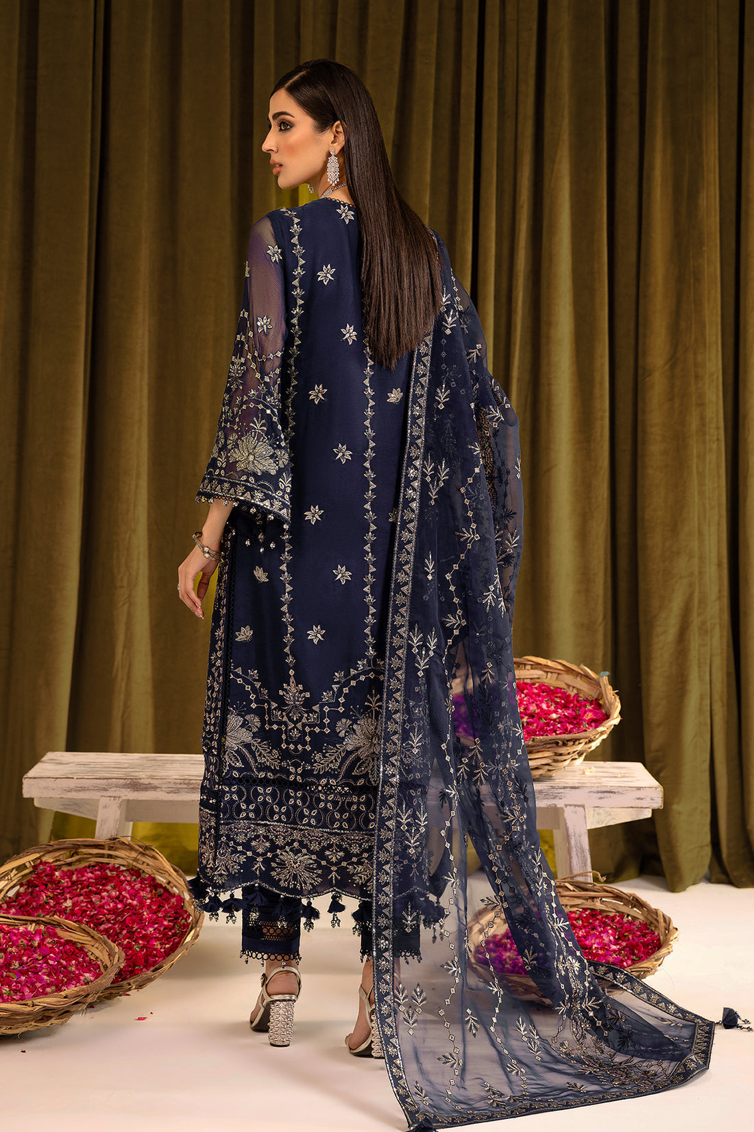 Alizeh | Formals Collection | Daim - V16D08 Embroidered Chiffon Blue - by - Libasekhas UK - Registered Vendor of : Alizeh - 100% Original Designer Dresss