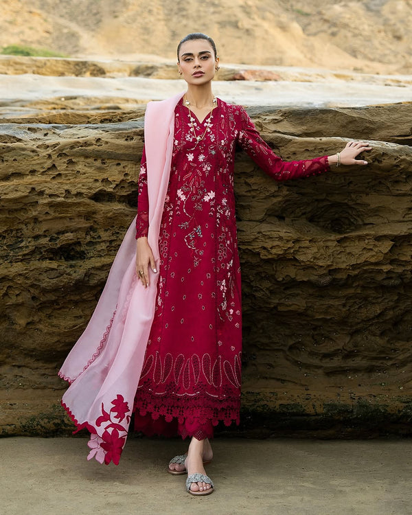 Soraya - Noa Summer Pret’25 - Carmine - by - Libasekhas UK - Registered Vendor of : Soraya - 100% Original Designer Dresss