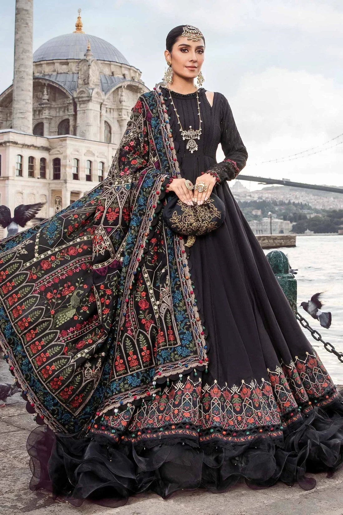 Maria B | Linen 23 | Black DL-1101 - by - Libasekhas UK - Registered Vendor of : Maria B - 100% Original Designer Dresss