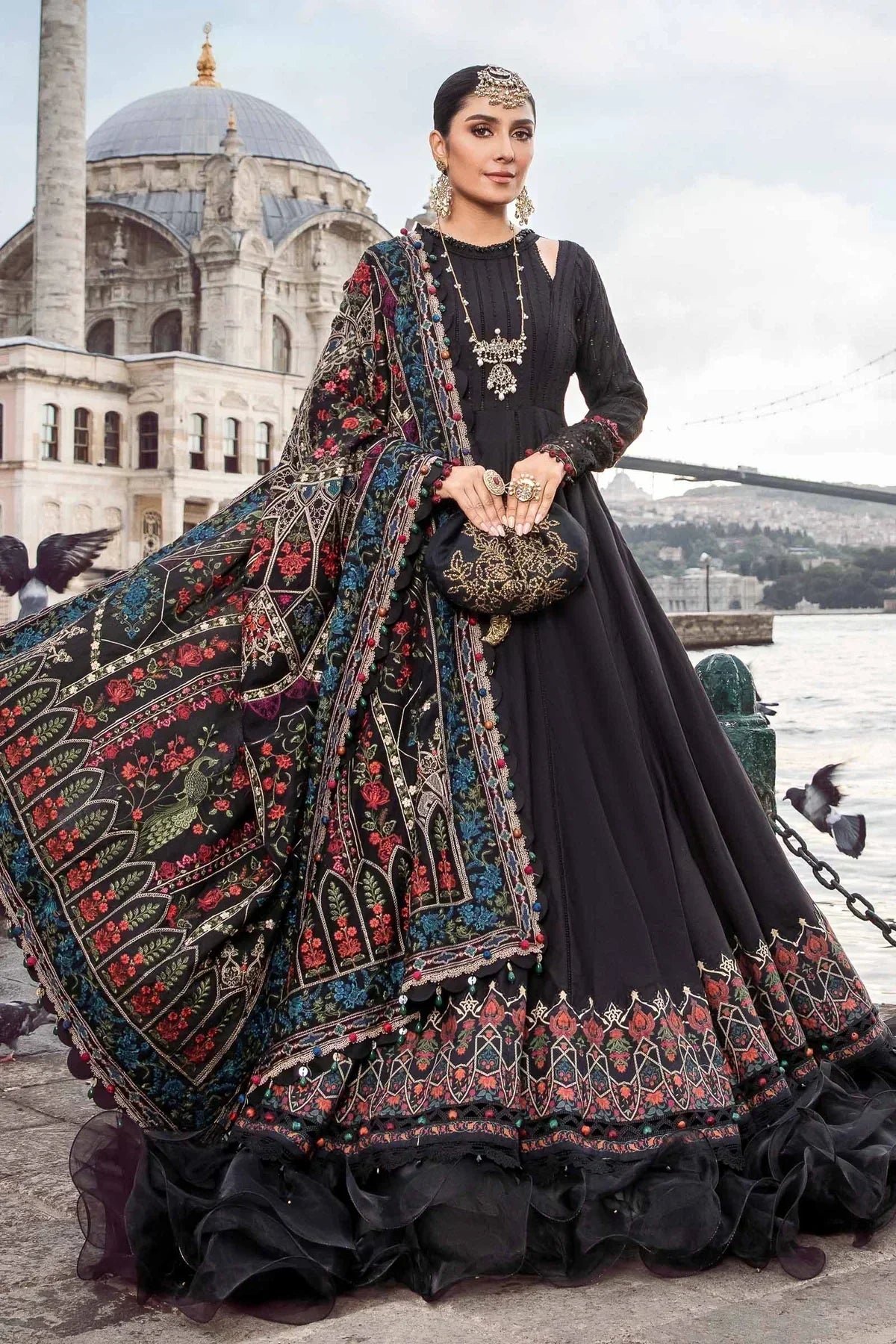 Maria B | Linen 23 | Black DL-1101 - by - Libasekhas UK - Registered Vendor of : Maria B - 100% Original Designer Dresss