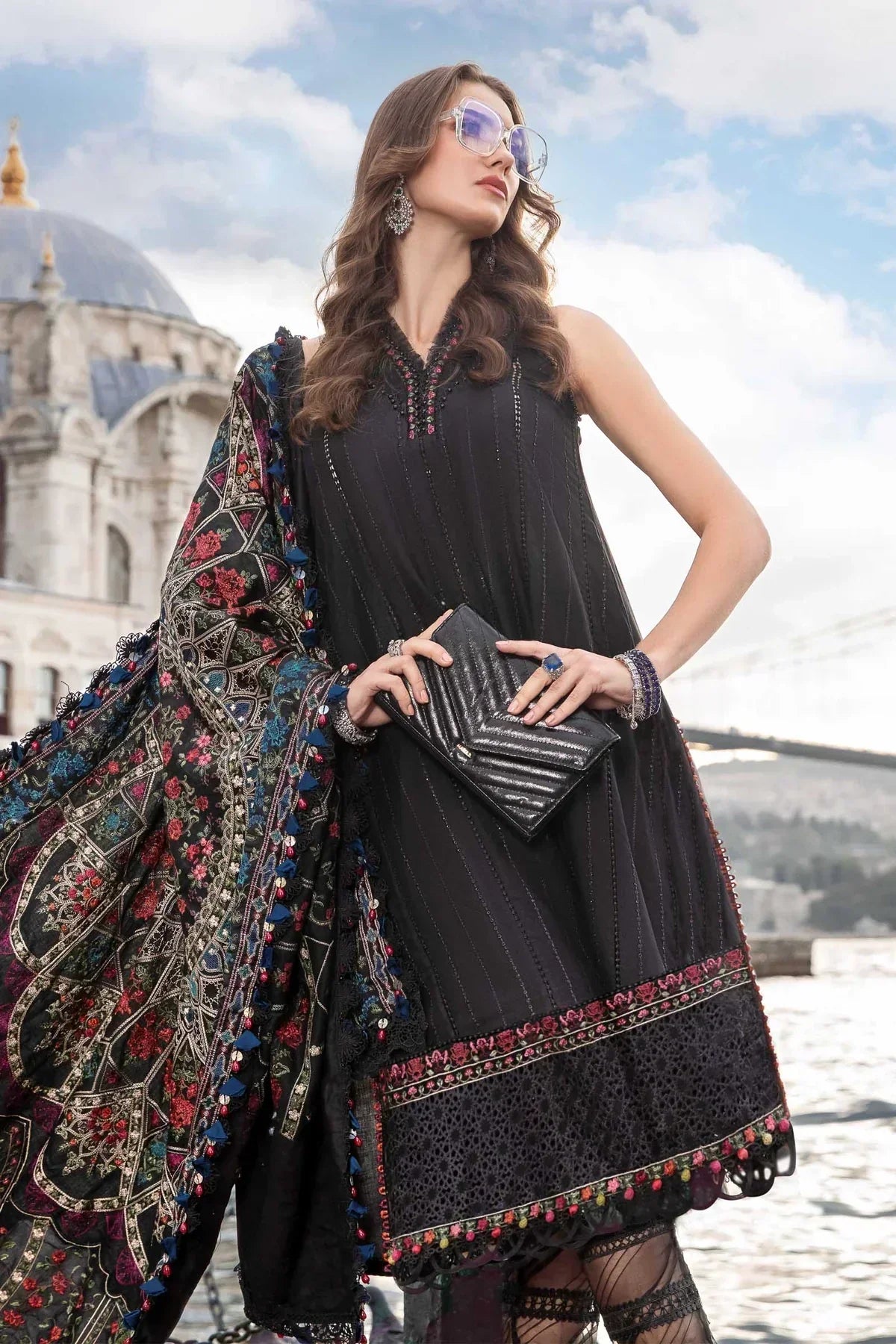 Maria B | Linen 23 | Black DL-1101 - by - Libasekhas UK - Registered Vendor of : Maria B - 100% Original Designer Dresss