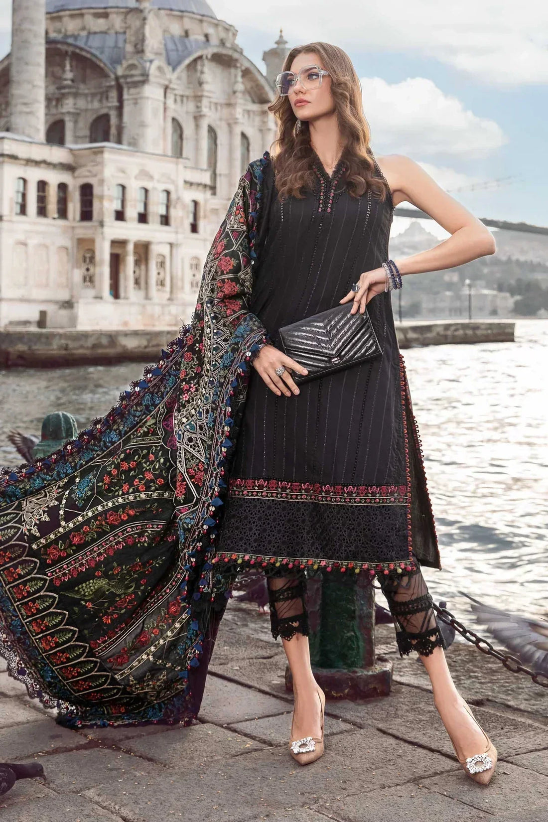 Maria B | Linen 23 | Black DL-1101 - by - Libasekhas UK - Registered Vendor of : Maria B - 100% Original Designer Dresss