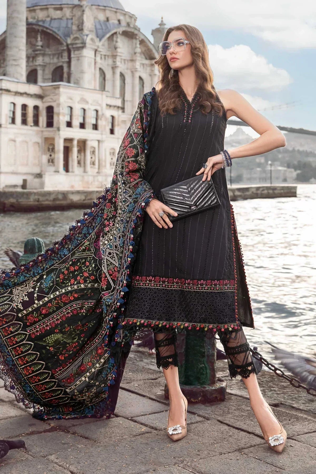 Maria B | Linen 23 | Black DL-1101 - by - Libasekhas UK - Registered Vendor of : Maria B - 100% Original Designer Dresss