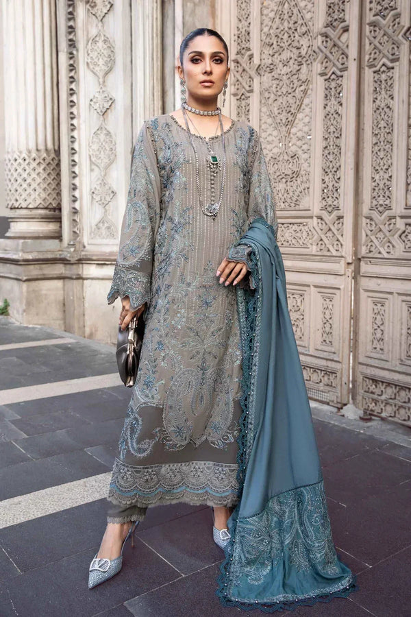 Maria B | Linen 23 | Grey DL-1104 - by - Libasekhas UK - Registered Vendor of : Maria B - 100% Original Designer Dresss