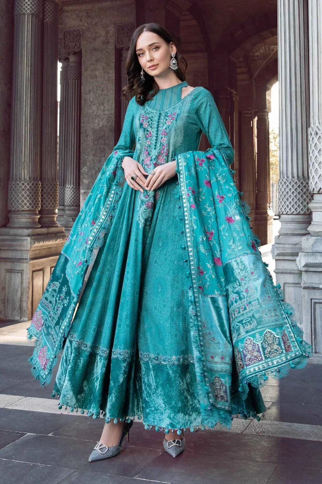 Maria B | Linen 23 | Teal DL-1105 - by - Libasekhas UK - Registered Vendor of : Maria B - 100% Original Designer Dresss