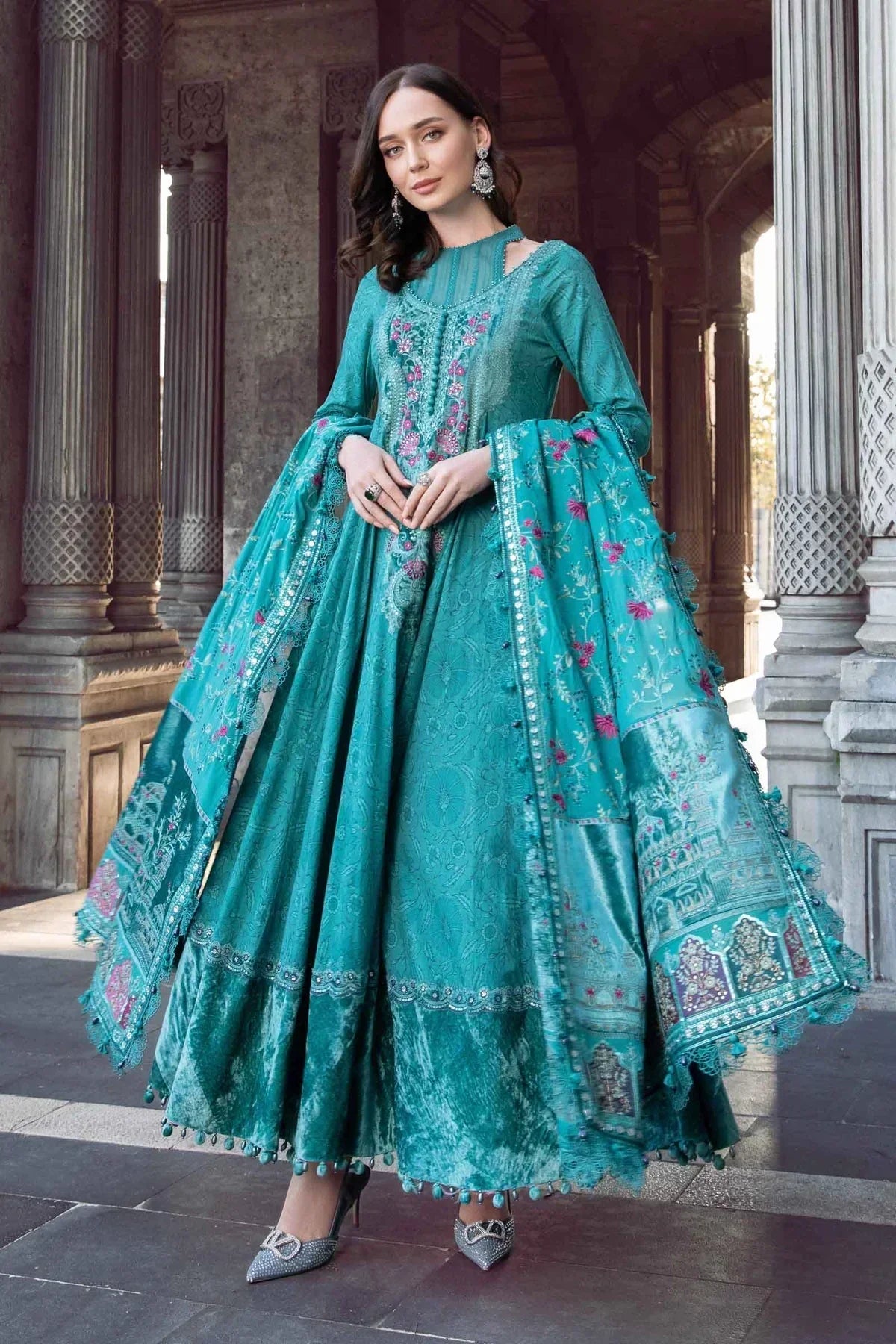 Maria B | Linen 23 | Teal DL-1105 - by - Libasekhas UK - Registered Vendor of : Maria B - 100% Original Designer Dresss