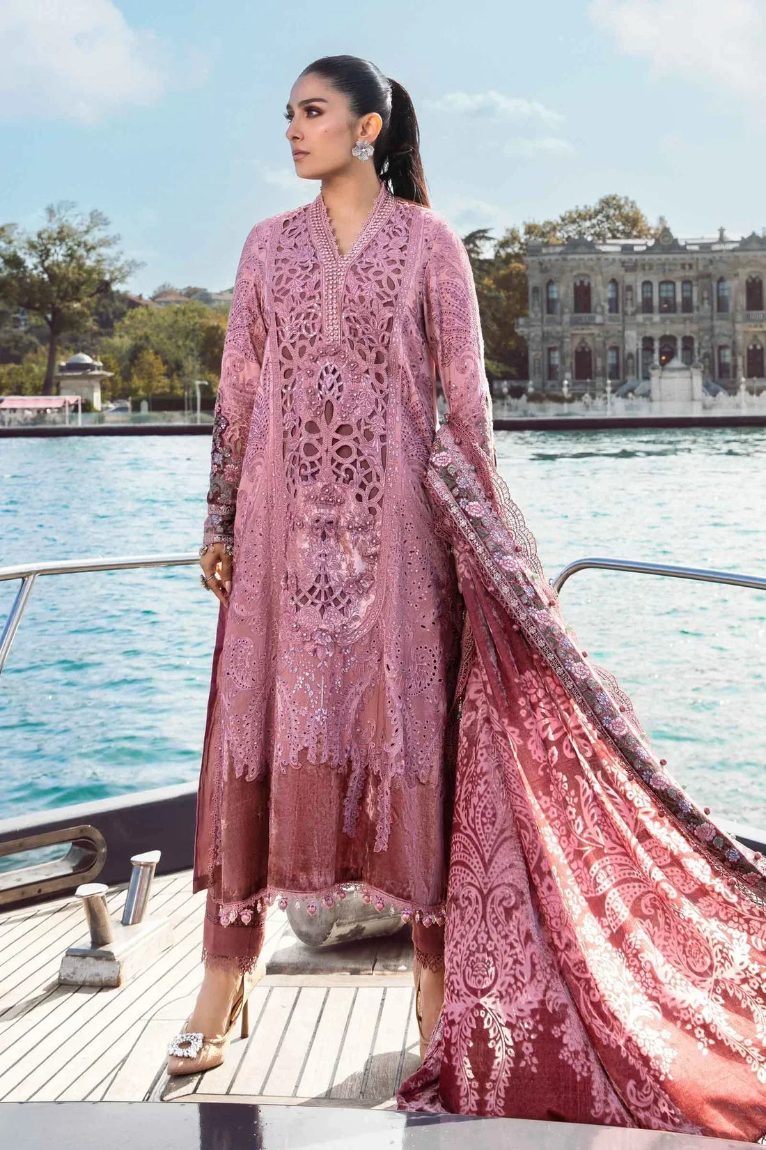 Maria B | Linen 23 | Ash Pink DL-1106 - by - Libasekhas UK - Registered Vendor of : Maria B - 100% Original Designer Dresss