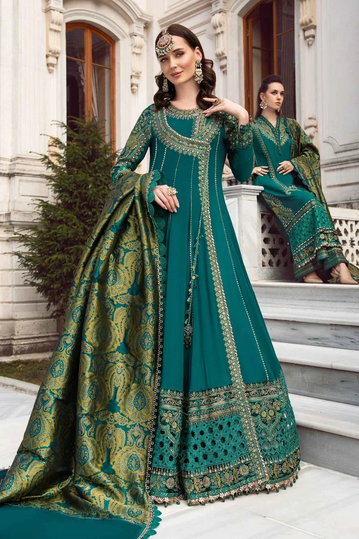 Maria B | Linen 23 | Emerald Green DL-1107 - by - Libasekhas UK - Registered Vendor of : Maria B - 100% Original Designer Dresss