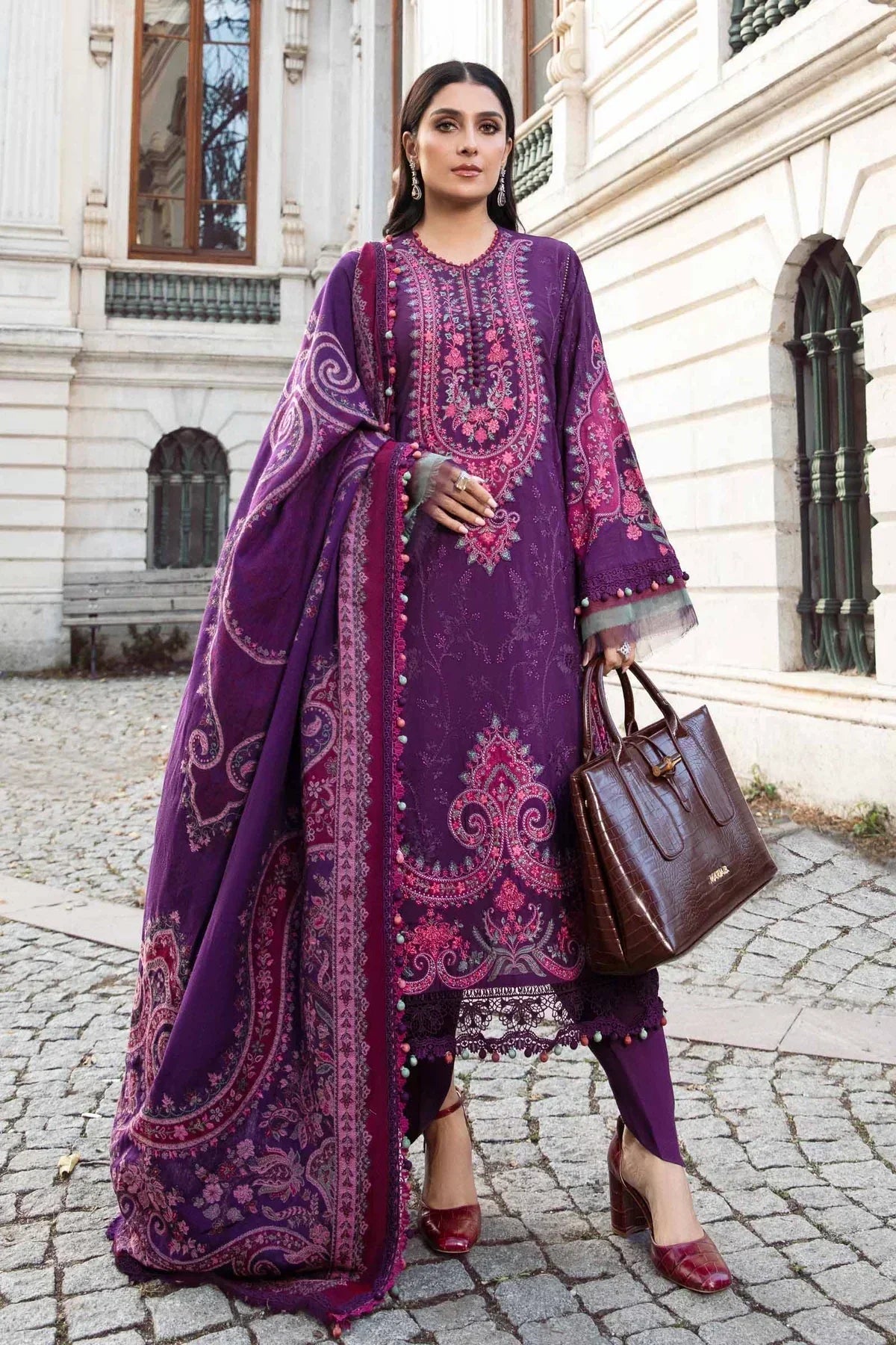 Maria B | Linen 23 | Purple DL-1108 - by - Libasekhas UK - Registered Vendor of : Maria B - 100% Original Designer Dresss