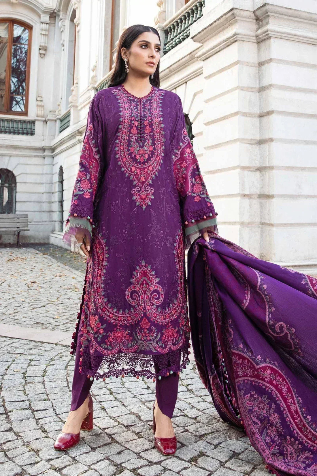 Maria B | Linen 23 | Purple DL-1108 - by - Libasekhas UK - Registered Vendor of : Maria B - 100% Original Designer Dresss