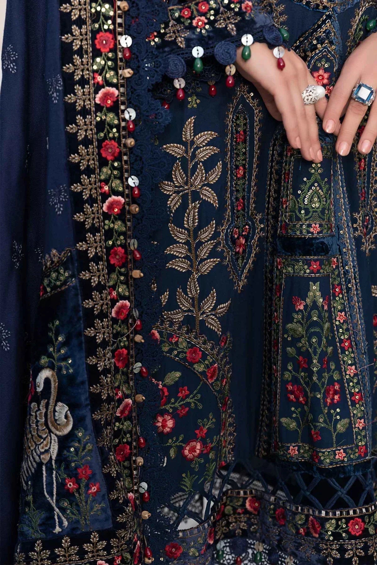 Maria B | Linen 23 | Navy Blue DL-1109 - by - Libasekhas UK - Registered Vendor of : Maria B - 100% Original Designer Dresss