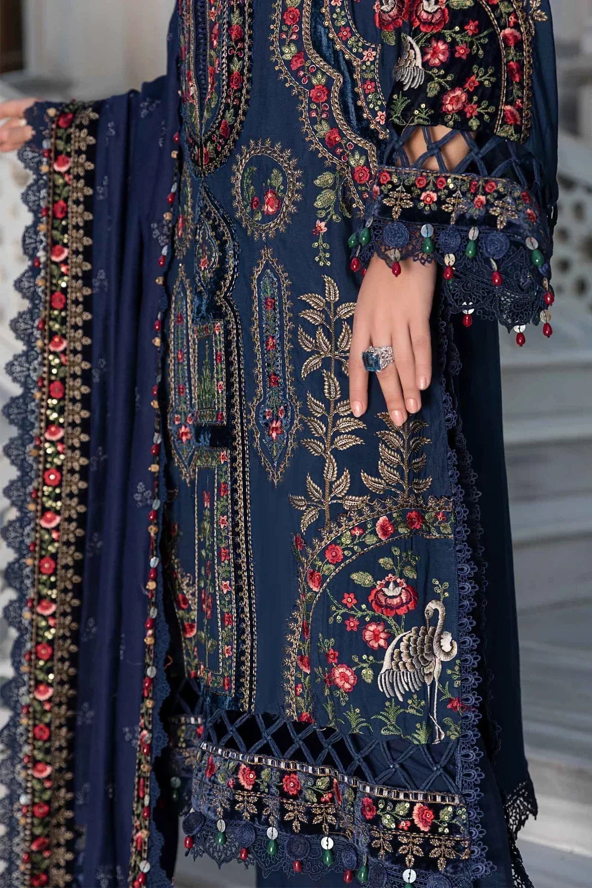 Maria B | Linen 23 | Navy Blue DL-1109 - by - Libasekhas UK - Registered Vendor of : Maria B - 100% Original Designer Dresss