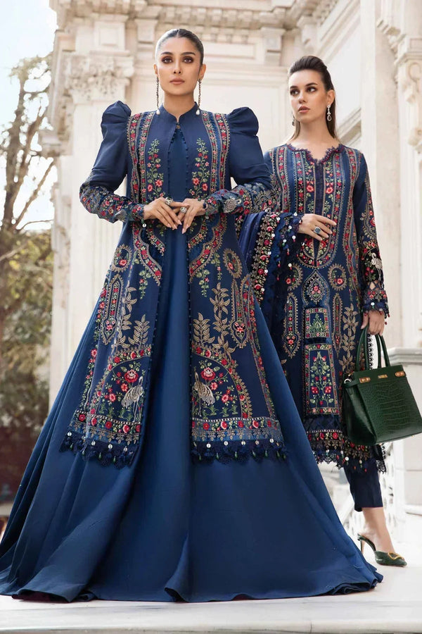 Maria B | Linen 23 | Navy Blue DL-1109 - by - Libasekhas UK - Registered Vendor of : Maria B - 100% Original Designer Dresss