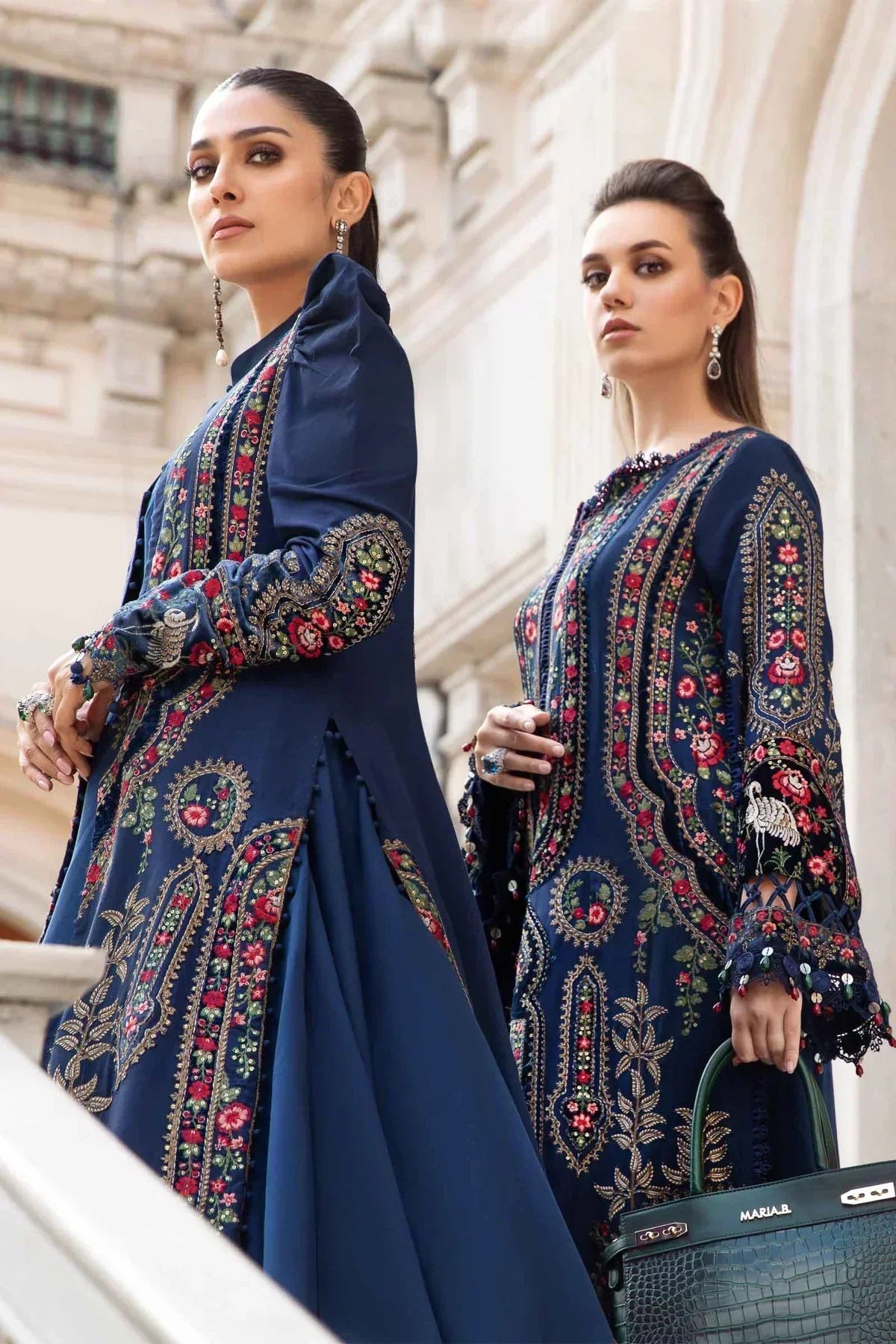 Maria B | Linen 23 | Navy Blue DL-1109 - by - Libasekhas UK - Registered Vendor of : Maria B - 100% Original Designer Dresss