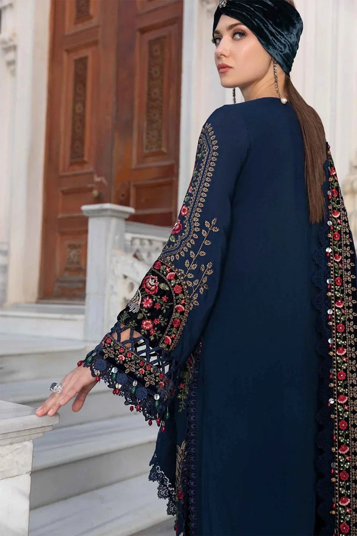 Maria B | Linen 23 | Navy Blue DL-1109 - by - Libasekhas UK - Registered Vendor of : Maria B - 100% Original Designer Dresss