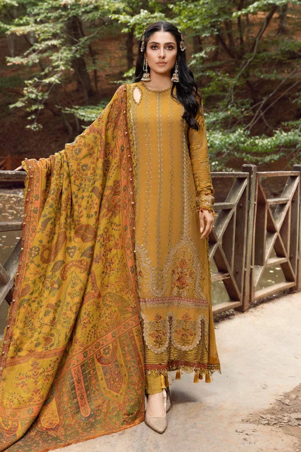 Maria B | Linen 23 | Mustard DL-1110 - by - Libasekhas UK - Registered Vendor of : Mushq - 100% Original Designer Dresss