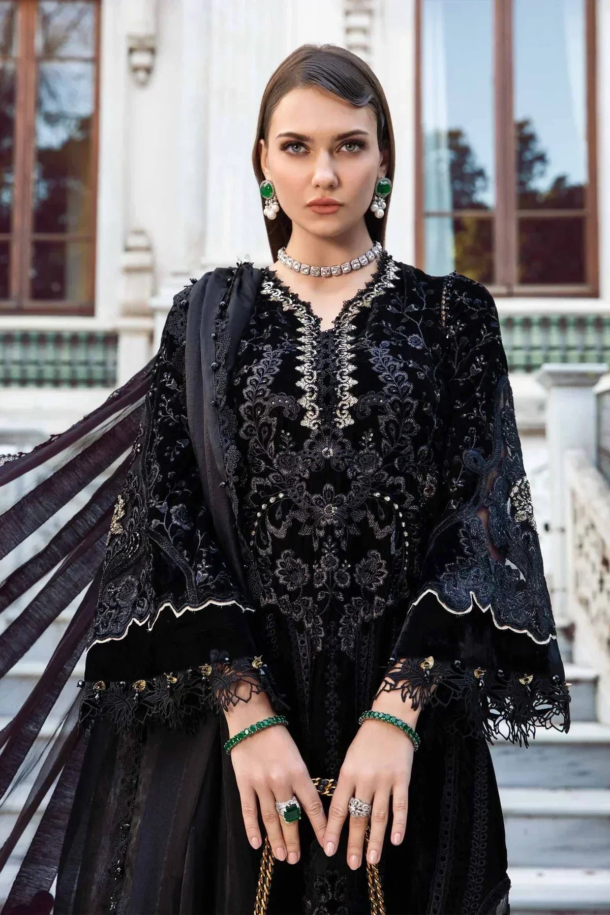 Maria B | Linen 23 | Black & Gold DL-1111 - by - Libasekhas UK - Registered Vendor of : Maria B - 100% Original Designer Dresss