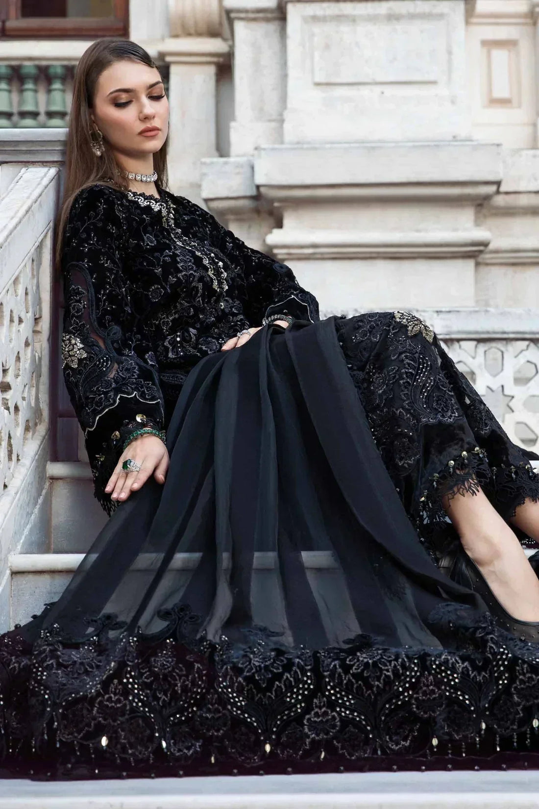 Maria B | Linen 23 | Black & Gold DL-1111 - by - Libasekhas UK - Registered Vendor of : Maria B - 100% Original Designer Dresss