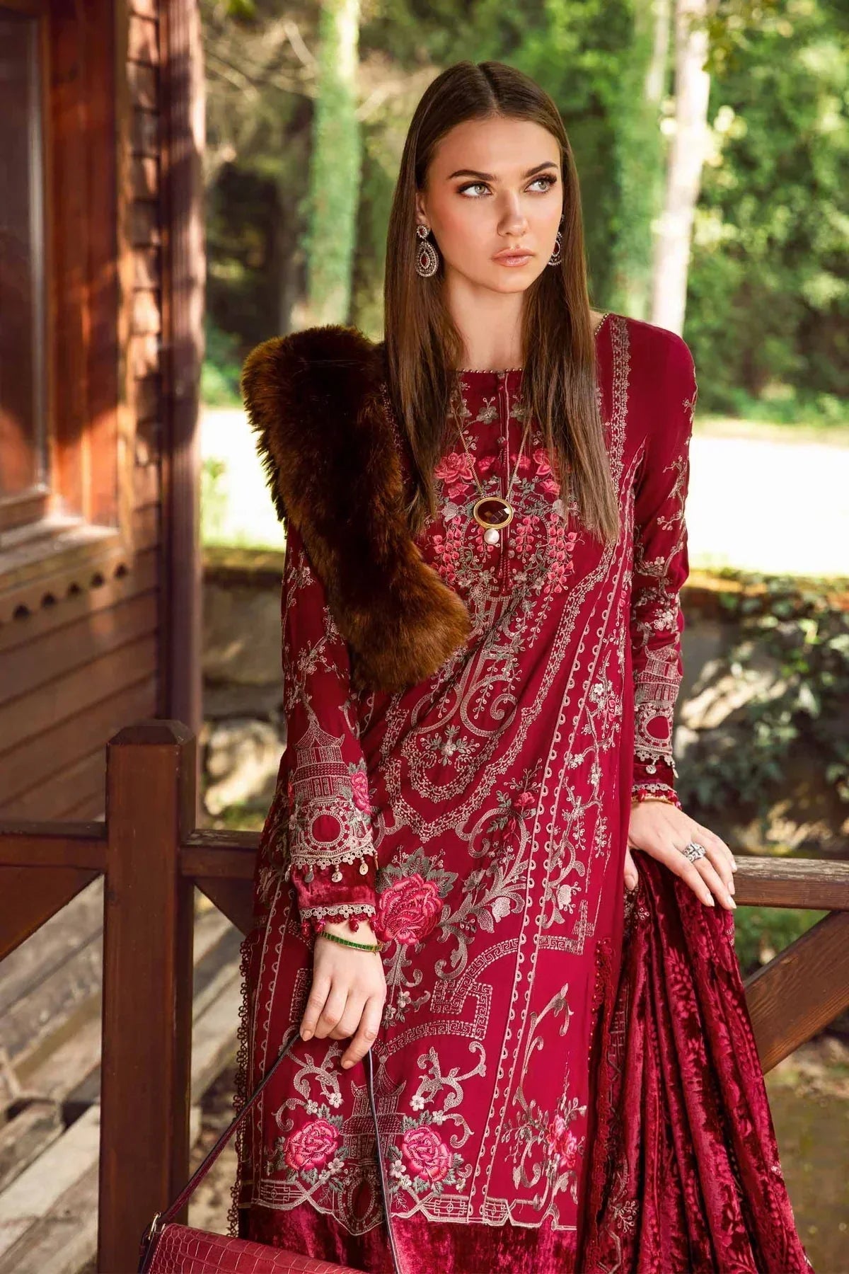 Maria B | Linen 23 | Deep Pink DL-1112 - by - Libasekhas UK - Registered Vendor of : Maria B - 100% Original Designer Dresss