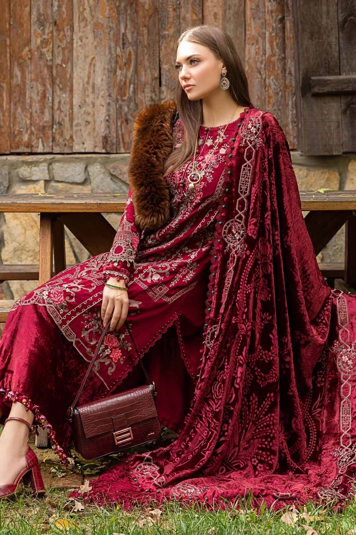 Maria B | Linen 23 | Deep Pink DL-1112 - by - Libasekhas UK - Registered Vendor of : Maria B - 100% Original Designer Dresss