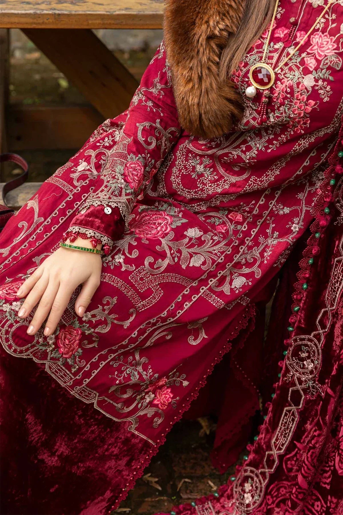 Maria B | Linen 23 | Deep Pink DL-1112 - by - Libasekhas UK - Registered Vendor of : Maria B - 100% Original Designer Dresss
