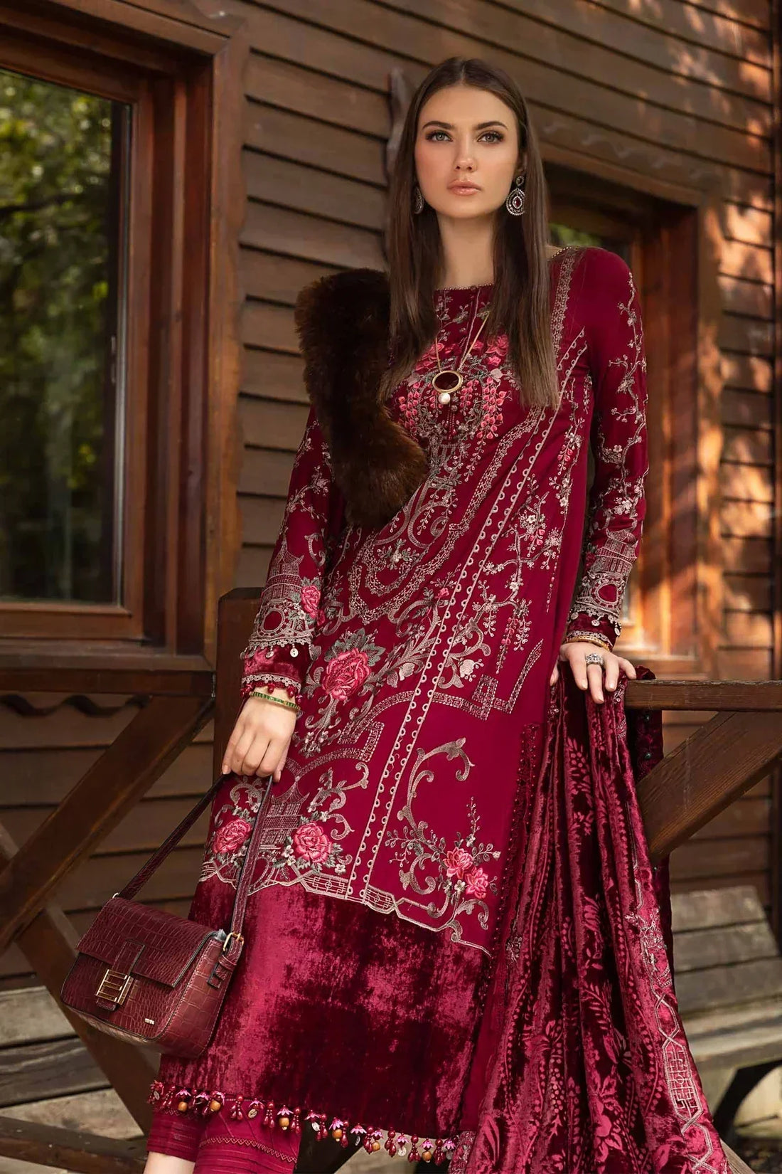 Maria B | Linen 23 | Deep Pink DL-1112 - by - Libasekhas UK - Registered Vendor of : Maria B - 100% Original Designer Dresss