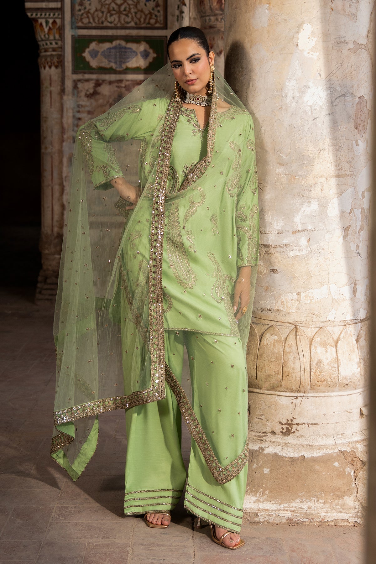 Charizma | Festive Pret | 3-PC Embroidered Raw Silk CMA-6-413 - by Libasekhas UK - Registered Vendor of : Charizma - 100% Original Designer Dress