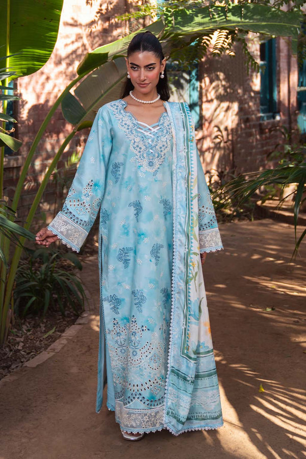 Neeshay | Summer Lines Printkari 25 | SKY-WAVE - by - Libasekhas UK - Registered Vendor of : Neeshay - 100% Original Designer Dresss