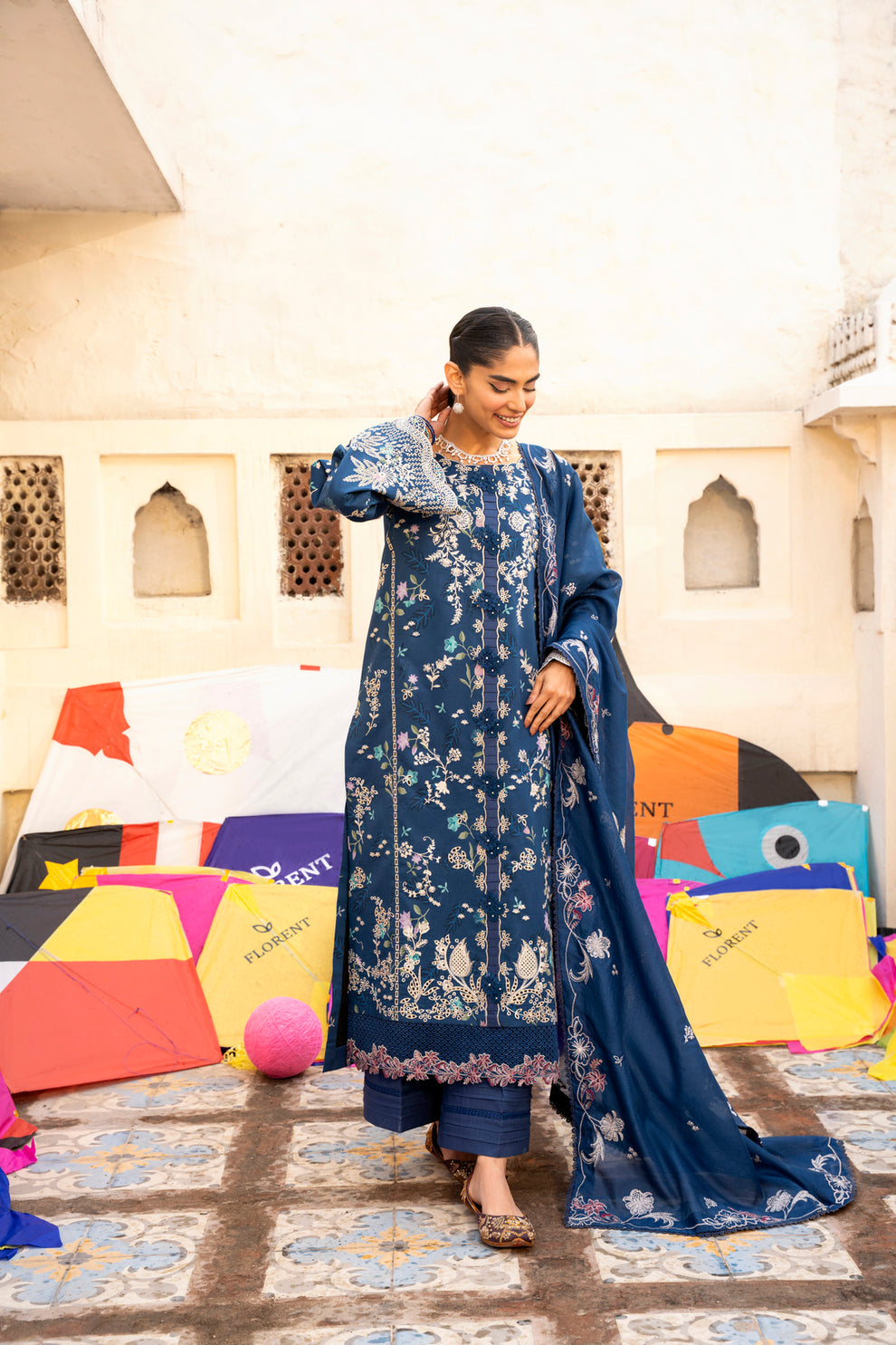 Florent | Basant Chikankari | FBC - 8B - by Libasekhas UK - Registered Vendor of : Florent - 100% Original Designer Dress