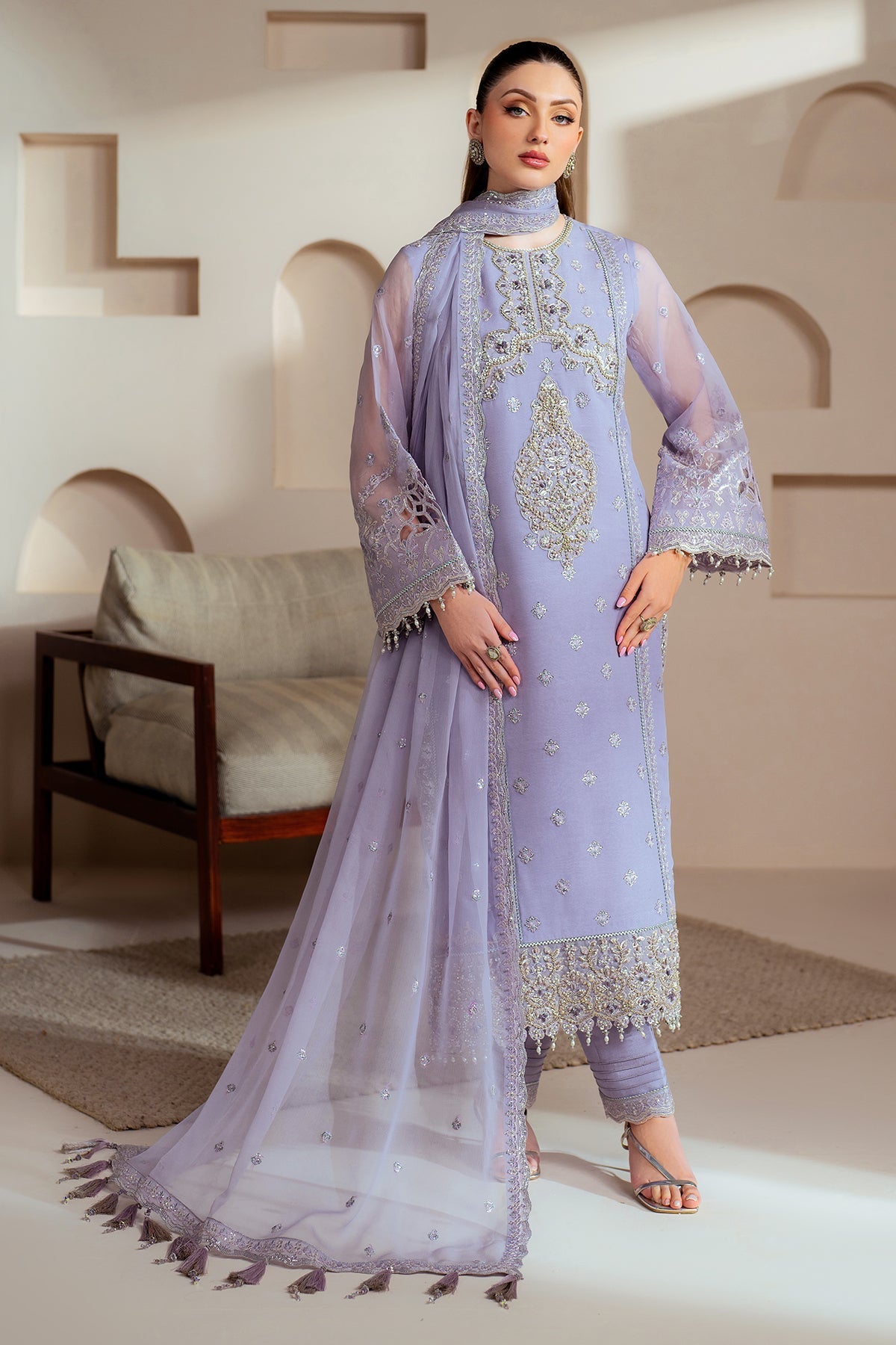 Alizeh | Aymal Chiffon | AF-BHM-4041-Marine - by - Libasekhas UK - Registered Vendor of : Alizeh - 100% Original Designer Dresss