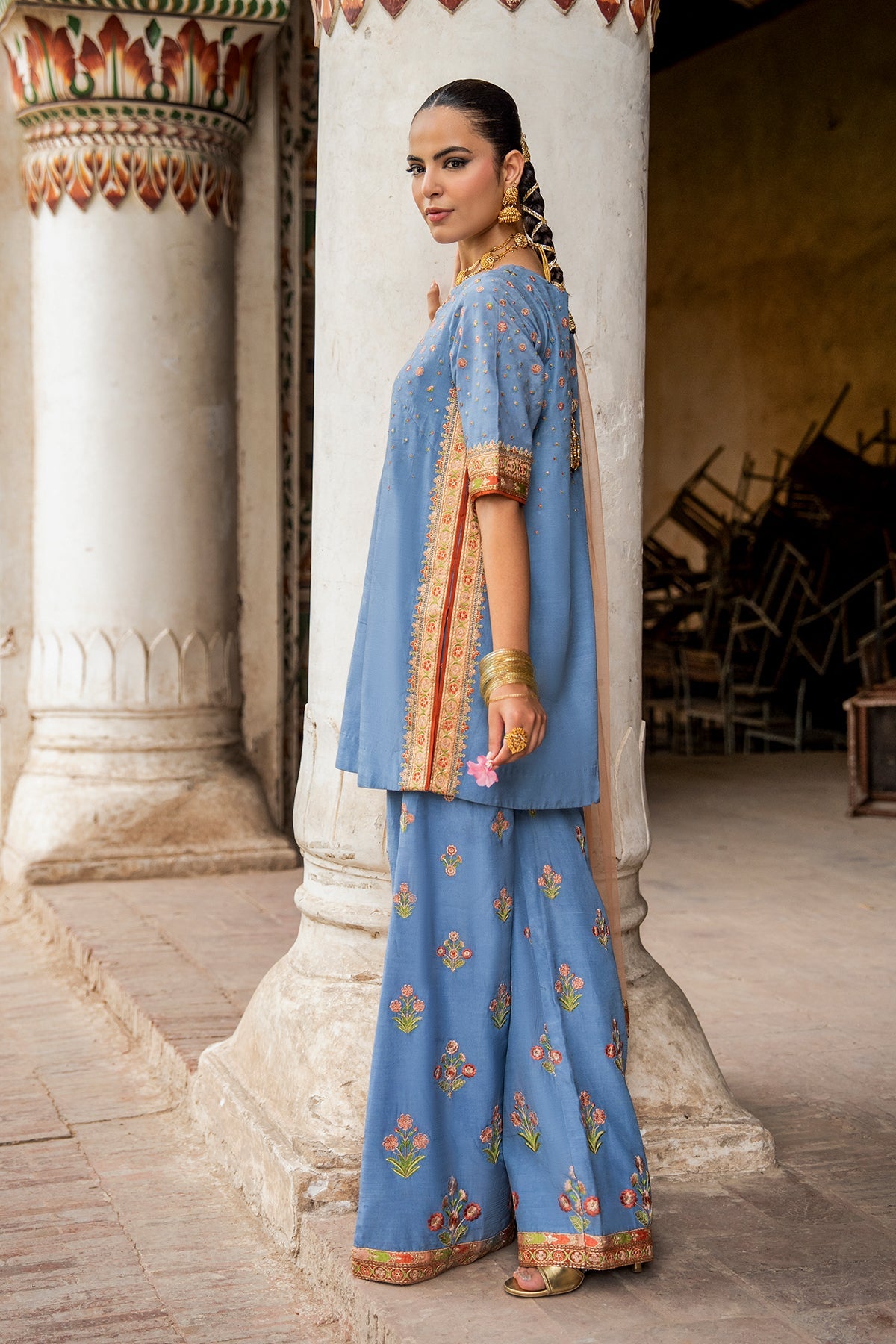 Charizma | Festive Pret | 3-PC Embroidered Raw Silk CMA-6-387 - by Libasekhas UK - Registered Vendor of : Charizma - 100% Original Designer Dress