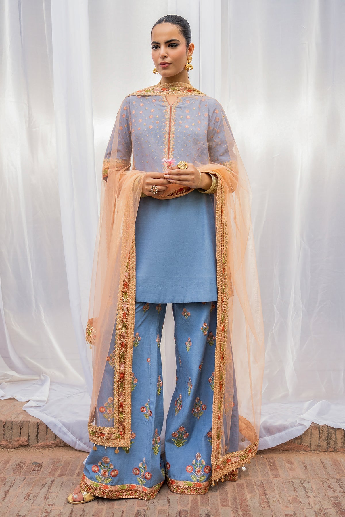 Charizma | Festive Pret | 3-PC Embroidered Raw Silk CMA-6-387 - by Libasekhas UK - Registered Vendor of : Charizma - 100% Original Designer Dress
