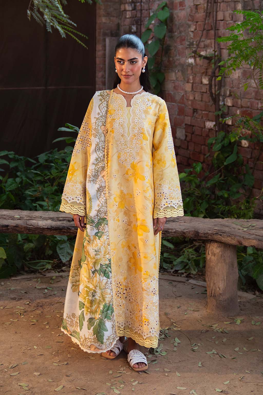 Neeshay | Summer Lines Printkari 25 | BUTTERCUP - by - Libasekhas UK - Registered Vendor of : Neeshay - 100% Original Designer Dresss