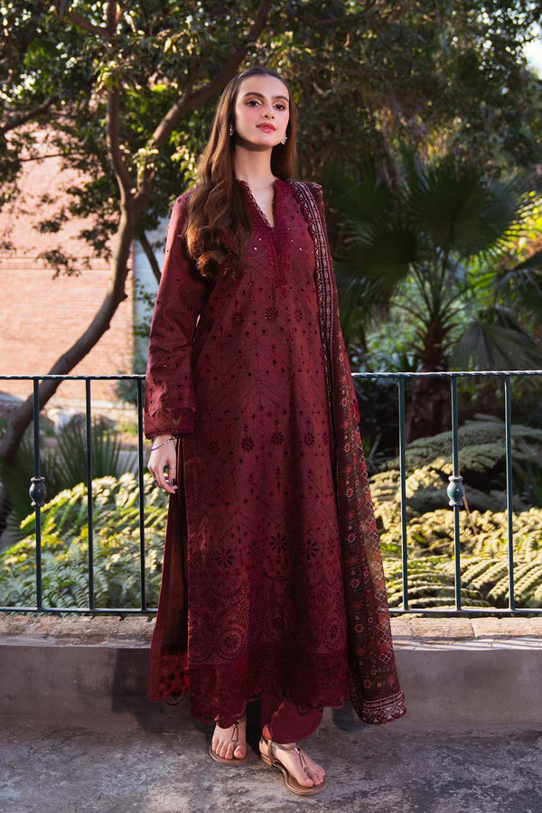 Neeshay | Summer Lines Printkari 25 | GARNET - by - Libasekhas UK - Registered Vendor of : Neeshay - 100% Original Designer Dresss