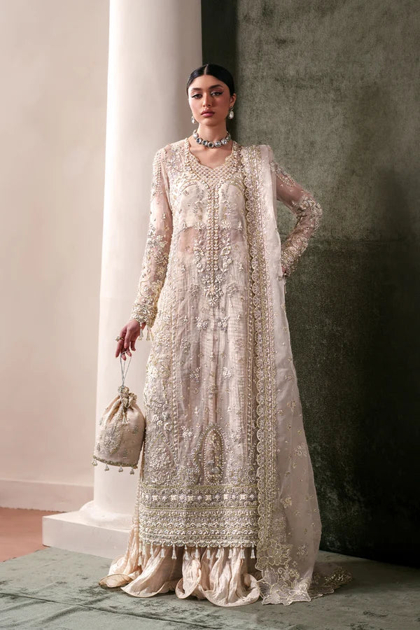 Emaan Adeel | Starlit Jewels | Long Shirt & Lehnga- Howlite