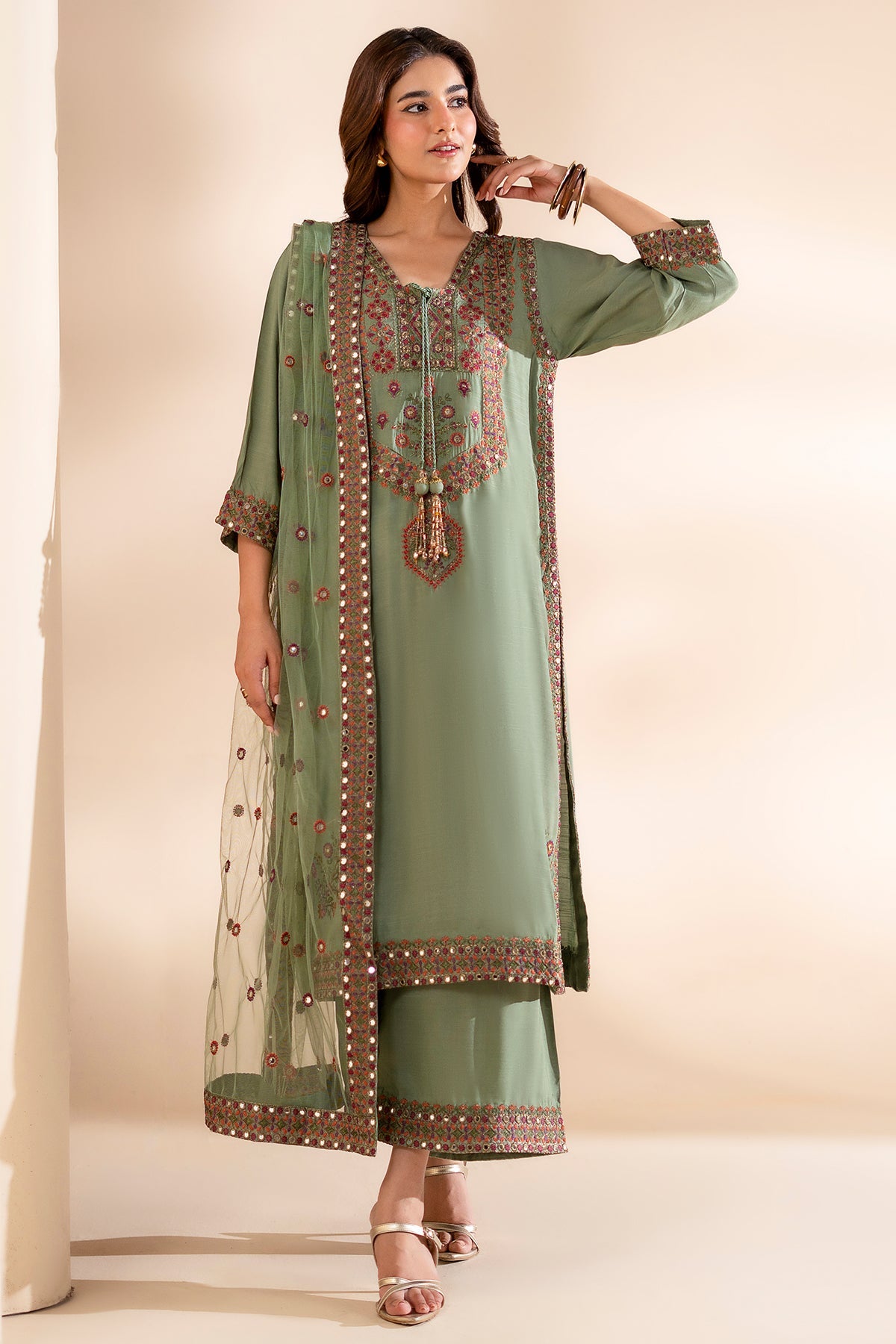 Charizma | Festive Pret | 3-PC Embroidered Silk CMA-6-369 - by Libasekhas UK - Registered Vendor of : Charizma - 100% Original Designer Dress