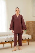 Sahar | Pre Essential Emb Edit | Cherry Noir - by Libasekhas UK - Registered Vendor of : Sahar - 100% Original Designer Dress
