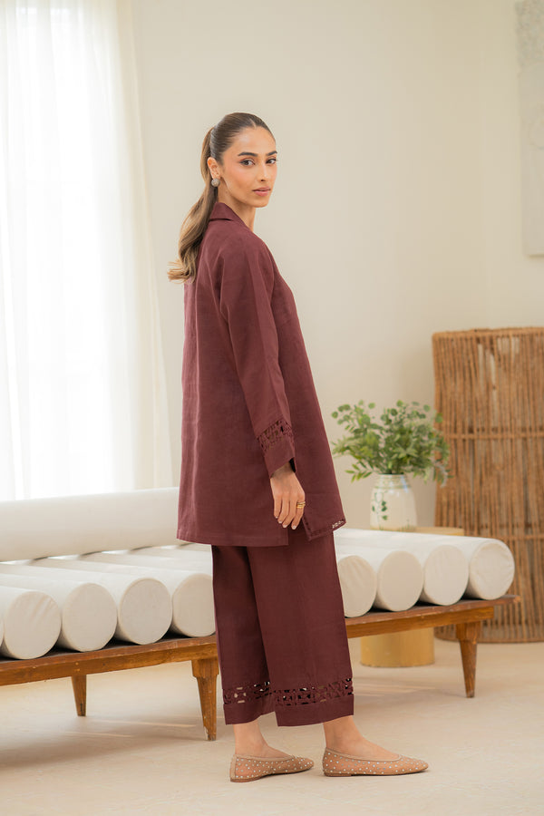 Sahar | Pre Essential Emb Edit | Cherry Noir - by Libasekhas UK - Registered Vendor of : Sahar - 100% Original Designer Dress