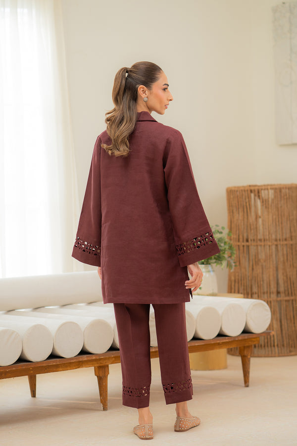Sahar | Pre Essential Emb Edit | Cherry Noir - by Libasekhas UK - Registered Vendor of : Sahar - 100% Original Designer Dress