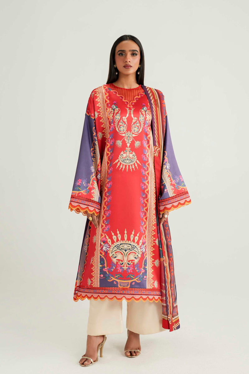 Akbar Aslam | Silk Pret | Coral - by Libasekhas UK - Registered Vendor of : Akbar Aslam - 100% Original Designer Dress