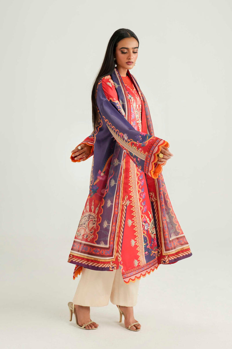 Akbar Aslam | Silk Pret | Coral - by Libasekhas UK - Registered Vendor of : Akbar Aslam - 100% Original Designer Dress
