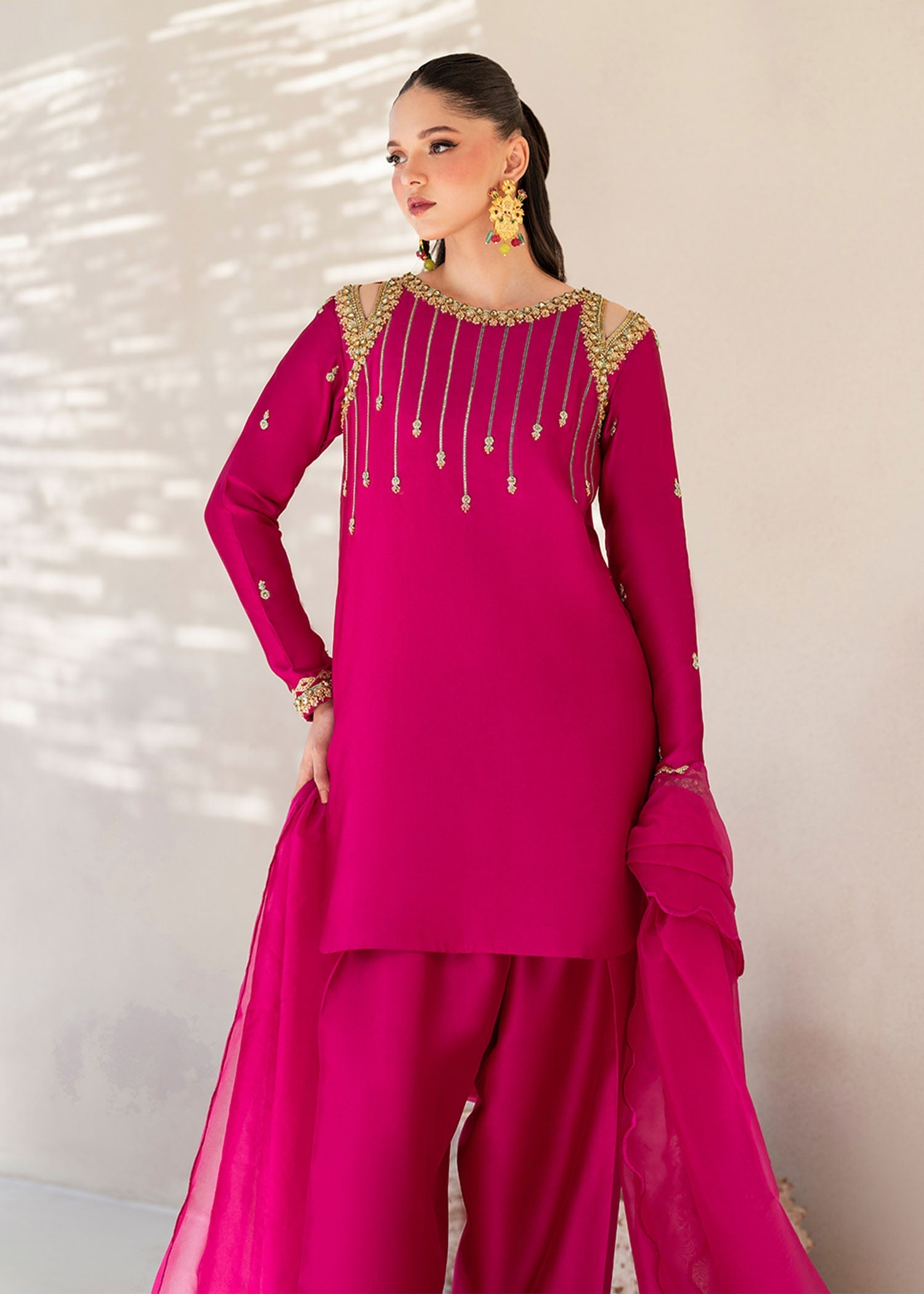 Dastoor | Maahi Luxury Pret 25 | Fuchsia Rose - by - Libasekhas UK - Registered Vendor of : Dastoor - 100% Original Designer Dresss