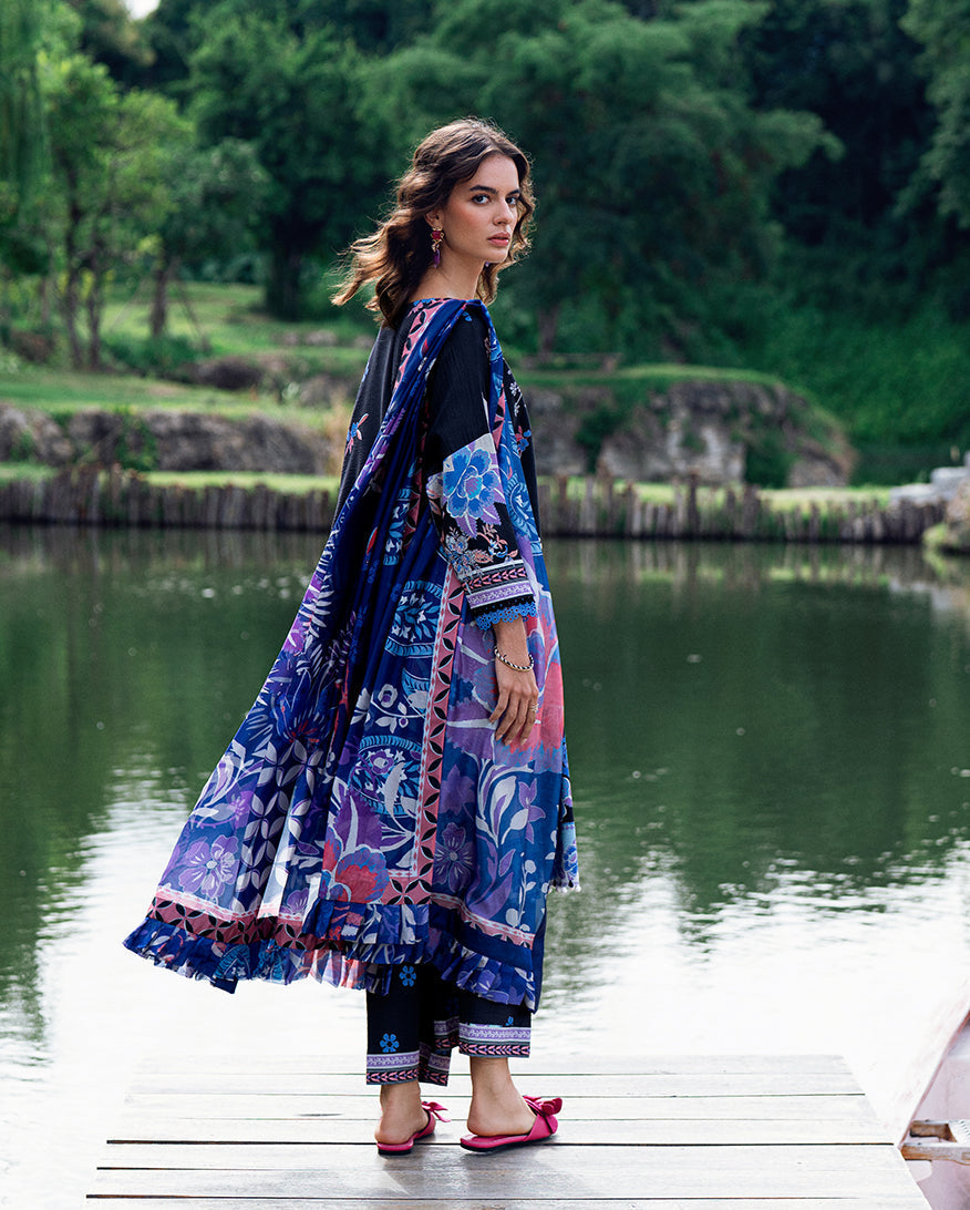 Roheenaz | Garden Veal Printed Lawn 25 |BlackBerry Frost - by - Libasekhas UK - Registered Vendor of : Roheenaz - 100% Original Designer Dresss