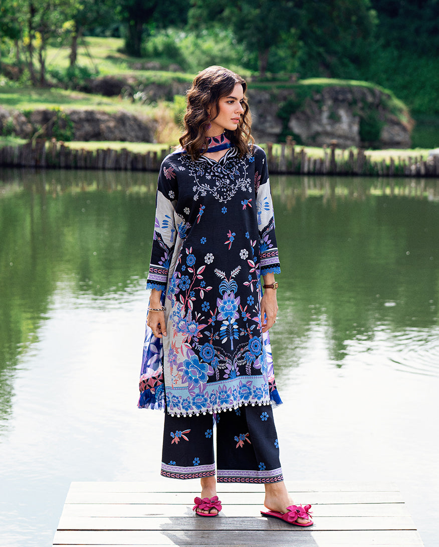 Roheenaz | Garden Veal Printed Lawn 25 |BlackBerry Frost - by - Libasekhas UK - Registered Vendor of : Roheenaz - 100% Original Designer Dresss