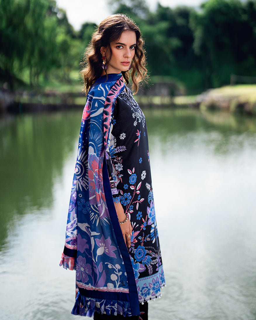 Roheenaz | Garden Veal Printed Lawn 25 |BlackBerry Frost - by - Libasekhas UK - Registered Vendor of : Roheenaz - 100% Original Designer Dresss