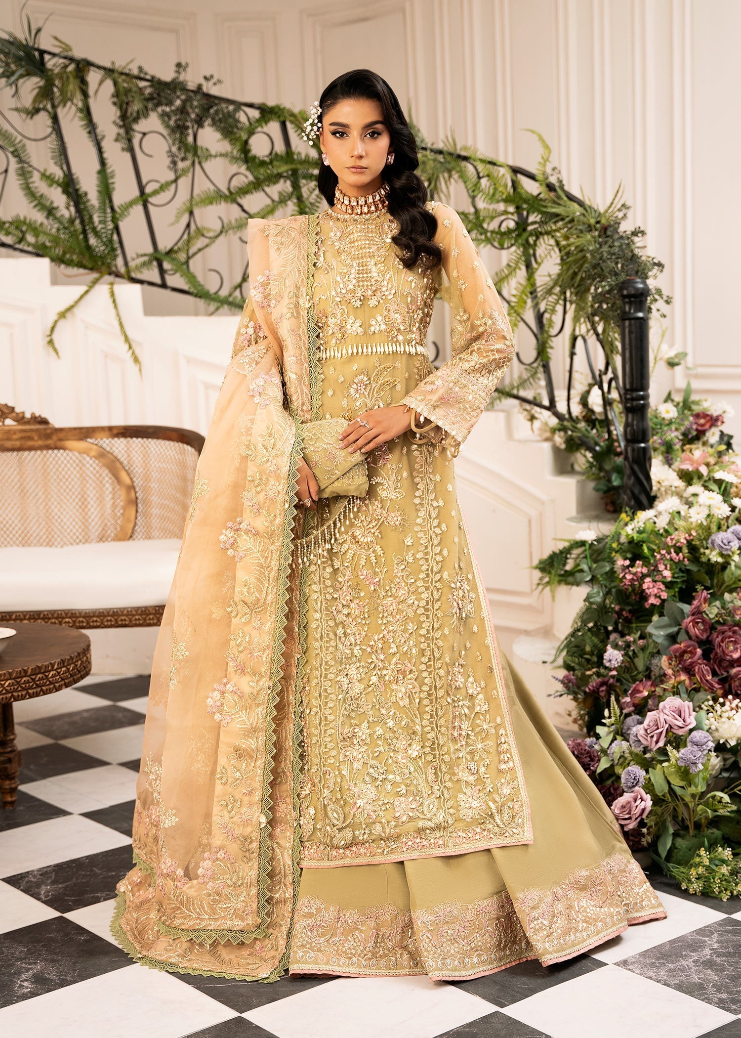 Inayat | Festive Formals | BREWING-MATCHA - by Libasekhas UK - Registered Vendor of : Inayat - 100% Original Designer Dress