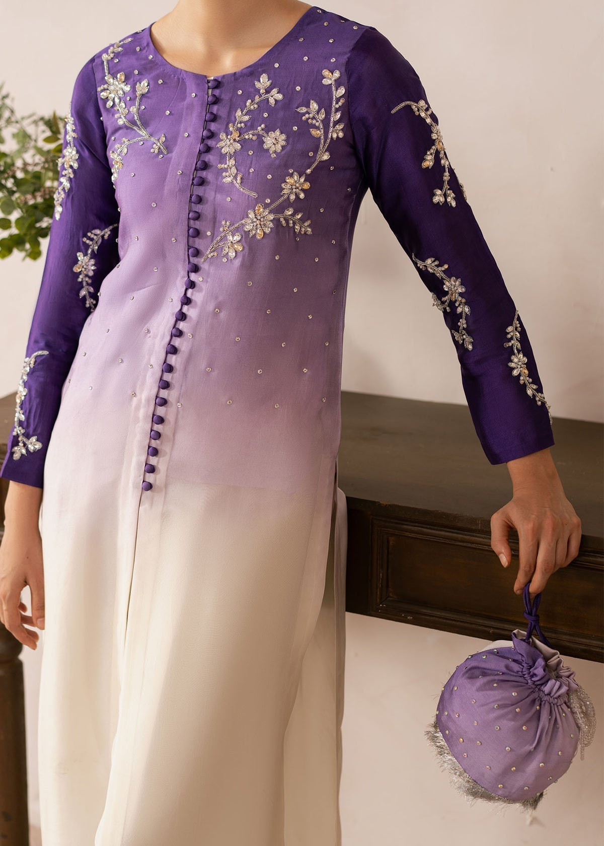 Dastoor | Rania Luxury Pret 25 | Purple Ombre - by - Libasekhas UK - Registered Vendor of : Dastoor - 100% Original Designer Dresss