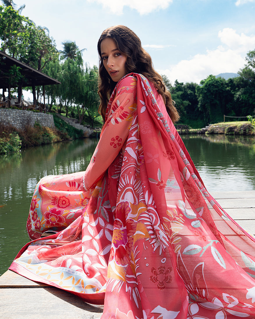 Roheenaz | Garden Veal Printed Lawn 25 | Berry Glint - by - Libasekhas UK - Registered Vendor of : Roheenaz - 100% Original Designer Dresss