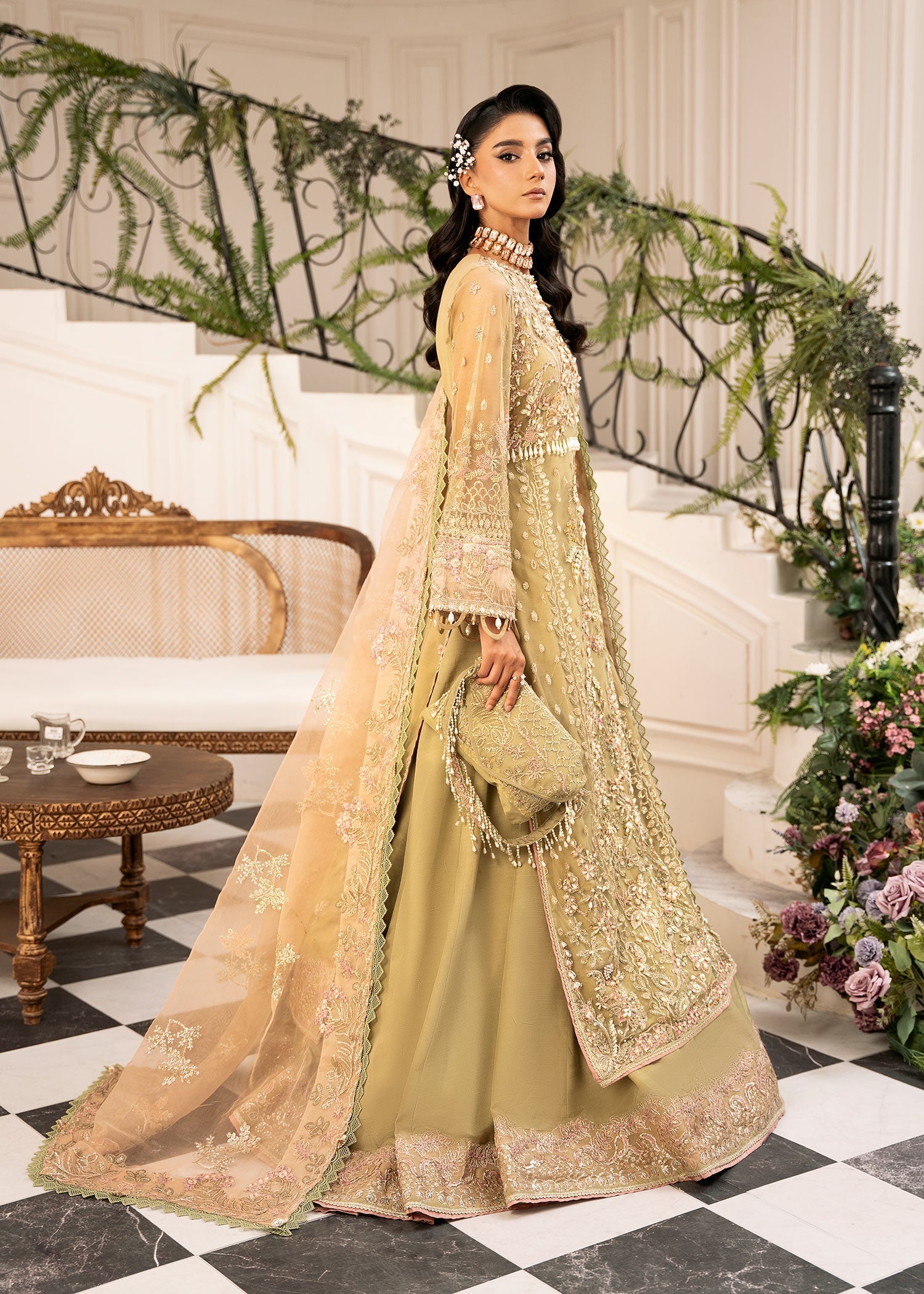 Inayat | Festive Formals | BREWING-MATCHA - by Libasekhas UK - Registered Vendor of : Inayat - 100% Original Designer Dress