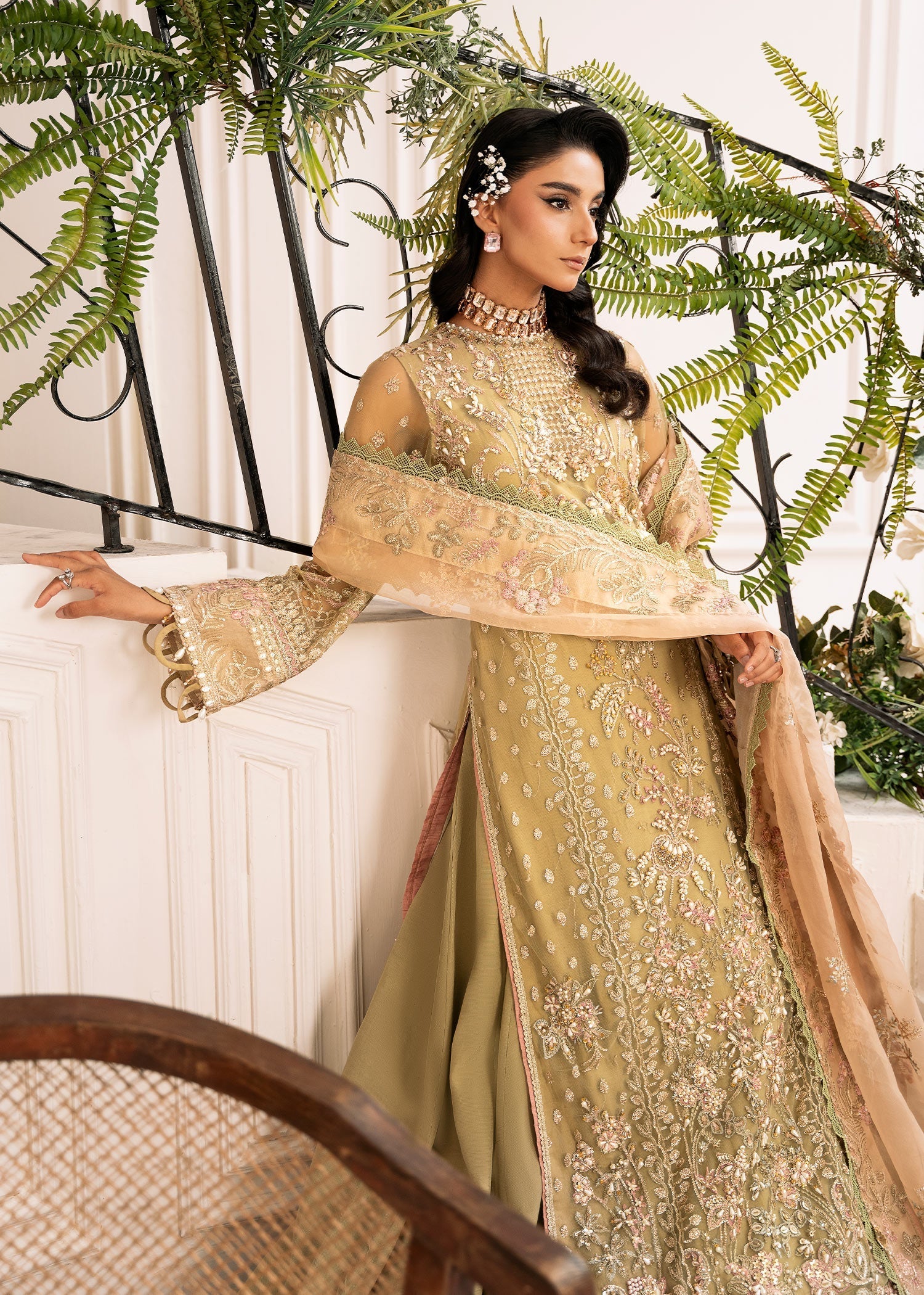 Inayat | Festive Formals | BREWING-MATCHA - by Libasekhas UK - Registered Vendor of : Inayat - 100% Original Designer Dress